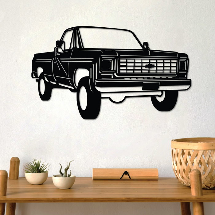 Wallity Chevy K20 Pickup Truck (1976) Escultura de pared de metal Wallity Chevy K20 Pickup Truck (1976) Escultura de pared de metal